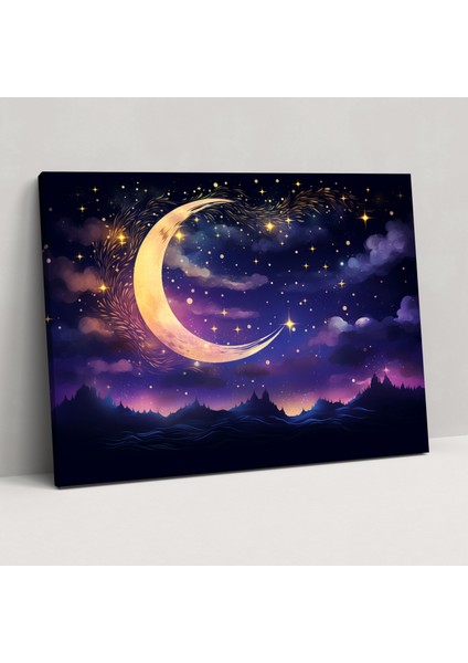 Gece Gökyüzü Galaksi Kanvas Tablo - Dünya Gece Gökyüzü Galaksi Illüstrasyonu Galaksi Duvar Sanatı