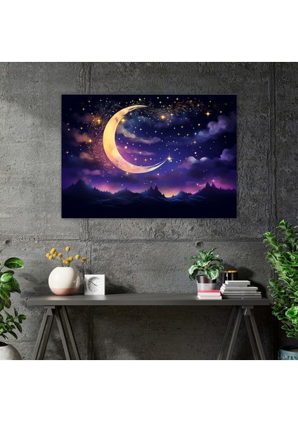 Gece Gökyüzü Galaksi Kanvas Tablo - Dünya Gece Gökyüzü Galaksi Illüstrasyonu Galaksi Duvar Sanatı modelleri
