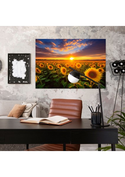 Ayçiçeği Tarlaları Kanvas Tablo - Dünya Ev Dekorasyonu Duvar Sanatı Altın Işık modelleri