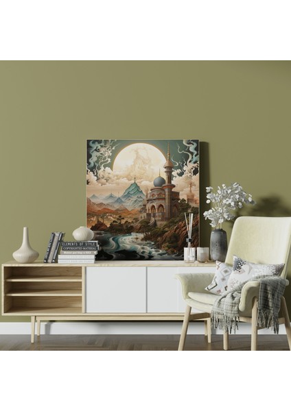 Kutsal Kuran Duvar Sanatı - Dağ Üzerinde El Boyaması Cami - Islam Mimarisi Duvar Sanatı fiyatları