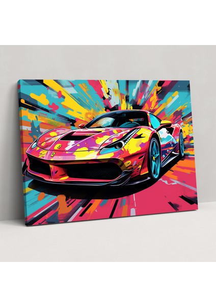 Ferrari Kanvas Tablo - Pop Art Duvar Dekorasyonu - Cesur Tipografi ile Ferrari Duvar Sanatı