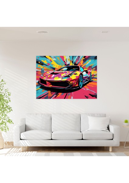 Ferrari Kanvas Tablo - Pop Art Duvar Dekorasyonu - Cesur Tipografi ile Ferrari Duvar Sanatı modelleri