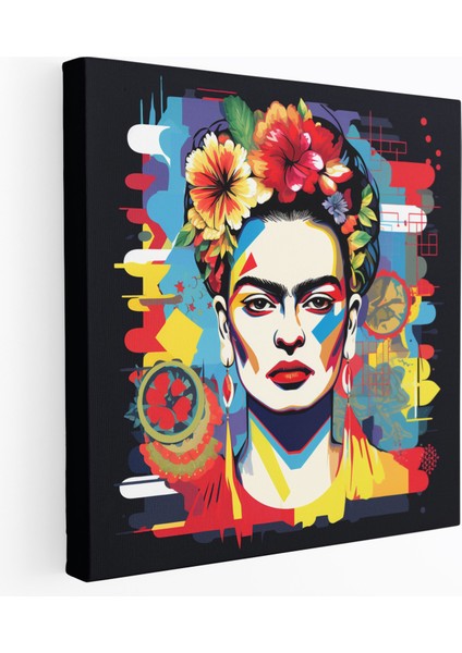 Frida Kahlo Kanvas Tablo - Dijital Illüstrasyon Isyankar Ruh Cesur