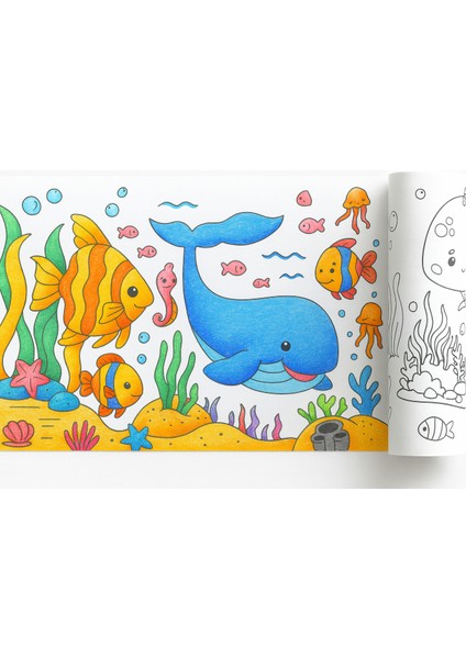 Su Altında Yaşam Deniz Canlılarını Tanıyorum Boyuyorum ve Eğleniyorum Boyama Rulosu 5 mt fiyatları