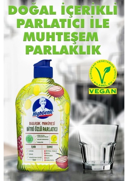Bitki Özlü Bulaşık Makinesi Parlatıcısı 500 ml - Kireç ve Su Lekelerini Önler, Kalıntı Bırakmaz, Limon Aromalı fırsatları