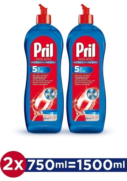 Bulaşık Makinesi Parlatıcı 2×750 ml Kokusuz İz Bırakmayan Ekstra Kurutma Etkili Toplam 1500 ml indirimleri