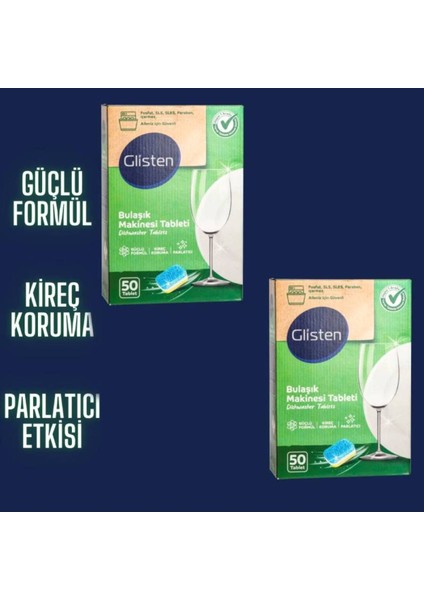 Bulaşık Makinesi Tableti 100 Yıkama Kokusuz Fosfat SLS SLES Paraben İçermez Kireç Koruma Parlatıcı Helal
