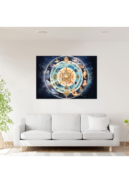 Burçlar Temalı Suluboya Zodyak Burçları Kanvas Tablo - Burçlar Kanvas Tablo Duvar Sanatı Göksel Unsurlar fiyatları