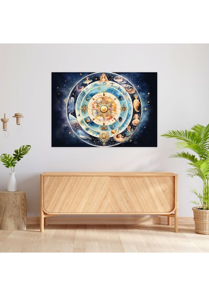 Burçlar Temalı Suluboya Zodyak Burçları Kanvas Tablo - Burçlar Kanvas Tablo Duvar Sanatı Göksel Unsurlar modelleri