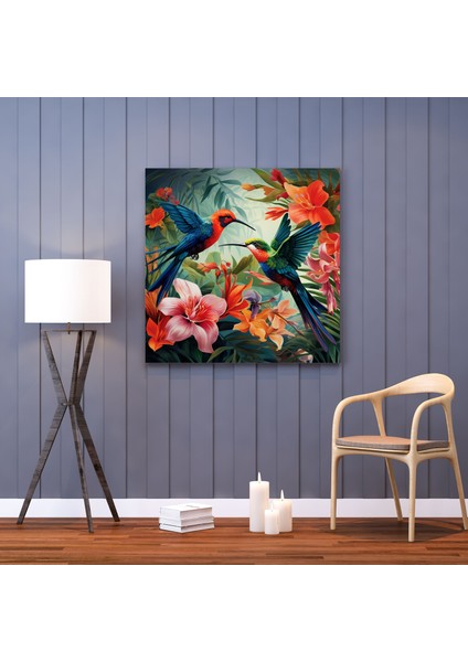 Tropikal Kuş Kanvastan Tablo - Kuş Tropikal Çiçekler Kanva fiyatları