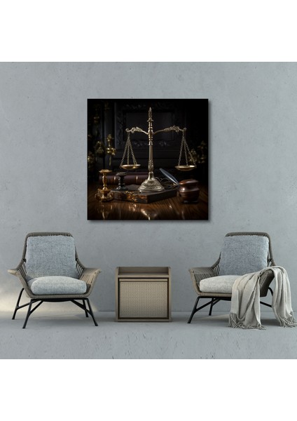 Adalet Temalı Kanvas Tablo - Hakim Çekici ve Terazi - Ev Dekorasyonu Adalet Temalı Kanvas Tablo modelleri