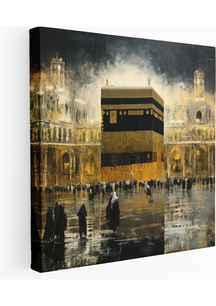 Kaabe Duvar Sanatı - Modern Karışık Medya Eseri - Ev Dekorasyonu Kanvas Duvar Sanatı