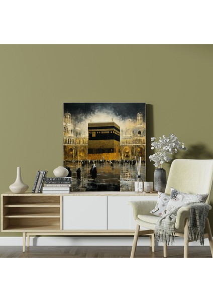 Kaabe Duvar Sanatı - Modern Karışık Medya Eseri - Ev Dekorasyonu Kanvas Duvar Sanatı fiyatları