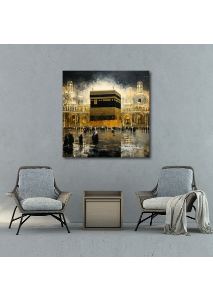 Kaabe Duvar Sanatı - Modern Karışık Medya Eseri - Ev Dekorasyonu Kanvas Duvar Sanatı modelleri