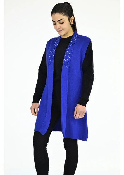 Yaka İncili Uzun Kolsuz Yelek