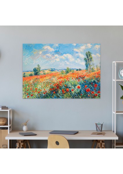 Canlı Gelinciklerle Dolu Canlı Çayır Tablosu - Claude Monet Ev Dekorasyonu ve Duvar Sanatı modelleri