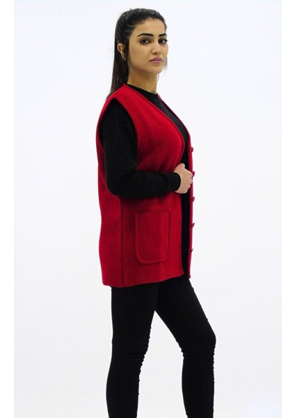 Yaka Düğmeli V Yaka Cepli Yelek modelleri