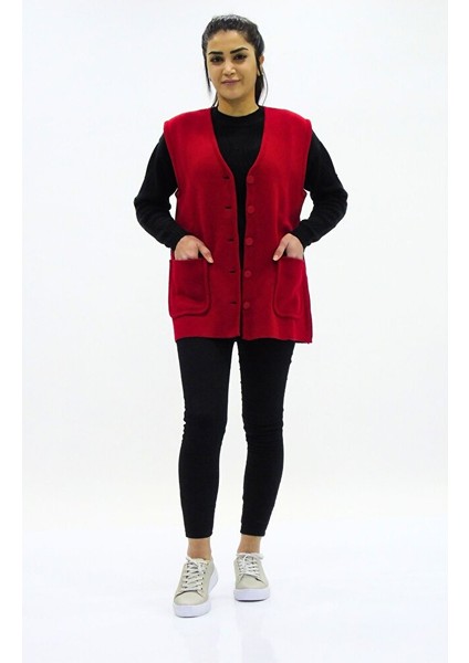 Yaka Düğmeli V Yaka Cepli Yelek fırsatları