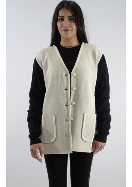 Yaka Düğmeli V Yaka Cepli Yelek indirimleri