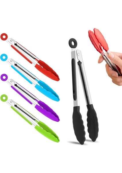 Metal Saplı Silikon Uçlu Kilit Sistemli Kizartma Maşası