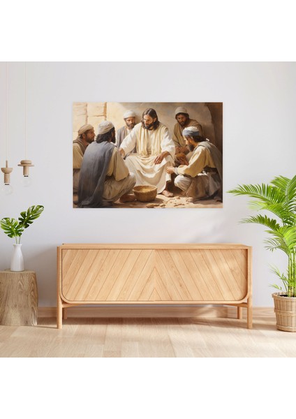 Isa'nın Son Akşam Yemeği Suluboya Kanvas Tablo - Isa'nın Son Akşam Yemeği Dinî Sanat Ev Dekorasyonu modelleri