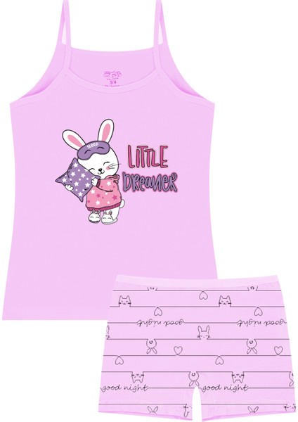 Kız Çocuk Atlet Külot Likralı Lila Kedi (%96 Pamuk - %4 Elastan)