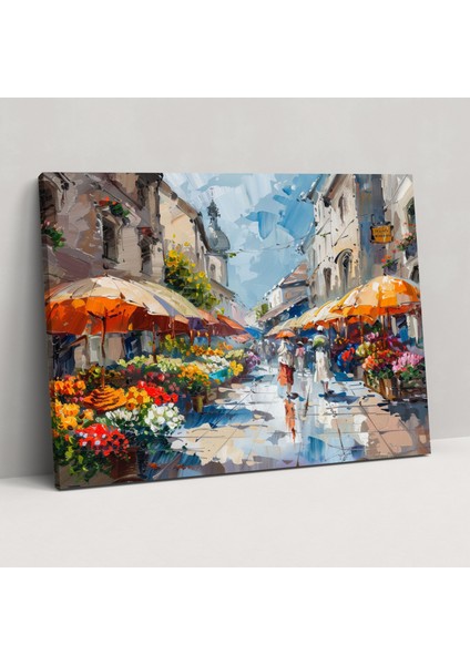 Leonid Afremov Sokak Pazarı Duvar Dekorasyonu - Ev Dekorasyonu Duvar Dekorasyonu Kanvas Tablo Sanatı