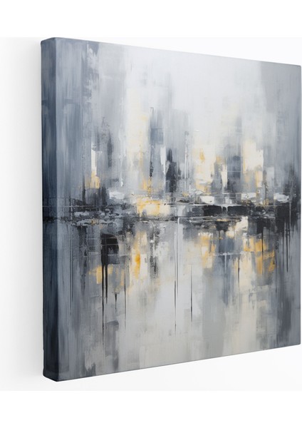 Gri Kanvas Tablo - Modern Soyut Şehir Silueti Duvar Sanatı - Gri Kanvas Kanvas Duvar Sanatı Gri Sanat