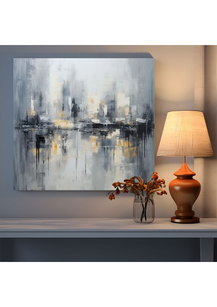 Gri Kanvas Tablo - Modern Soyut Şehir Silueti Duvar Sanatı - Gri Kanvas Kanvas Duvar Sanatı Gri Sanat fiyatları