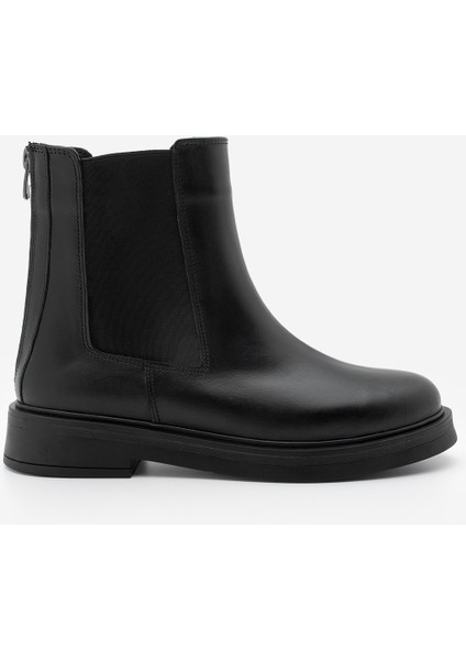 Kadın Hakiki Deri Elastik Yan Bantlı Günlük Bot Kater Siyah modelleri