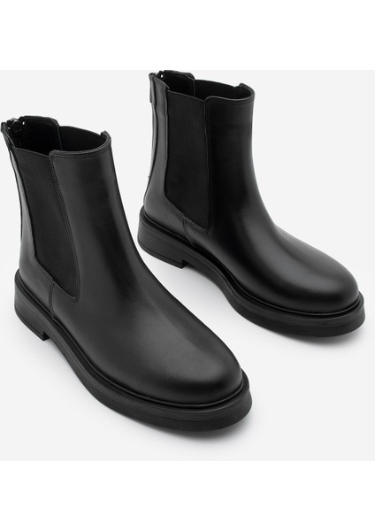 Kadın Hakiki Deri Elastik Yan Bantlı Günlük Bot Kater Siyah indirimleri