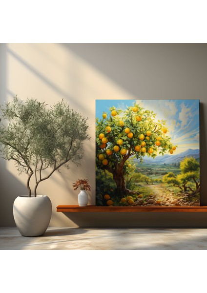 Limon Ağacı Duvar Sanatı - Canlı Yağlı Boya Kanvas Tablo - Limon Ağacı Duvar Dekorasyonu Kanvas fiyatları