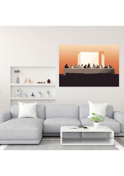 Isa'nın Son Akşam Yemeği Duvar Sanatı - Isa'nın Son Akşam Yemeği Kanvas Tablo Simgesel Dekor Minimalist Illüstrasyon fiyatları