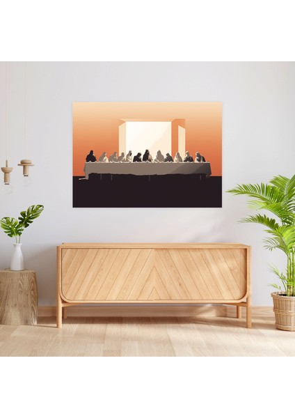Isa'nın Son Akşam Yemeği Duvar Sanatı - Isa'nın Son Akşam Yemeği Kanvas Tablo Simgesel Dekor Minimalist Illüstrasyon modelleri