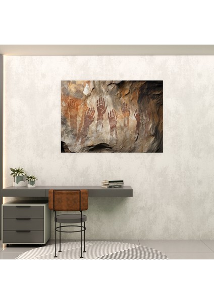 Taş Devri El Izi Duvar Sanatı - Orta Taş Devri Taş Devri El Izleri Kanvas Tablo Mağara Duvarları fiyatları