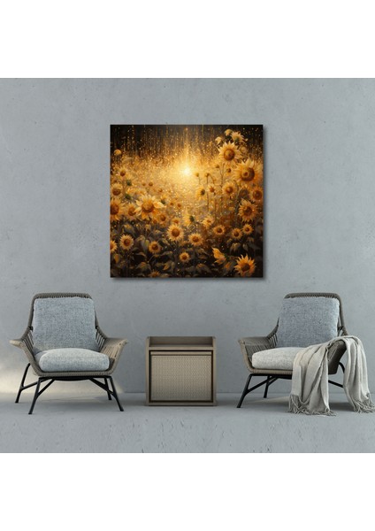 Parıltılı Kanvas Duvar Dekorasyonu - Parıldayan Ayçiçeği Tarlası - Parıltı Duvar Dekorasyonu Etkileyici Ayçiçeği Tarlası fiyatları