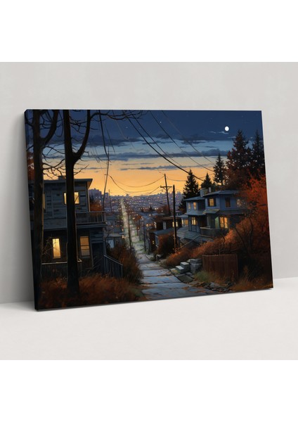 Harlem'den Şehir Işıklarıyla Twilight Yansımaları Duvar Sanatı - Çağdaş Karışık Medya Eseri Şehir Dışı Sokak Twilight'ta