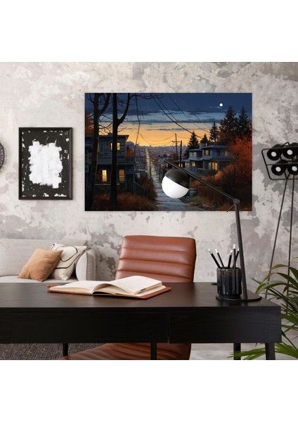 Harlem'den Şehir Işıklarıyla Twilight Yansımaları Duvar Sanatı - Çağdaş Karışık Medya Eseri Şehir Dışı Sokak Twilight'ta modelleri