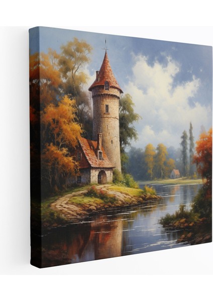 Majestic Nehir Kız Kulesi Duvar Sanatı - Kız Kulesi Klasik Yağlı Boya Tablo Hafif Nehir Kanvas Tablo