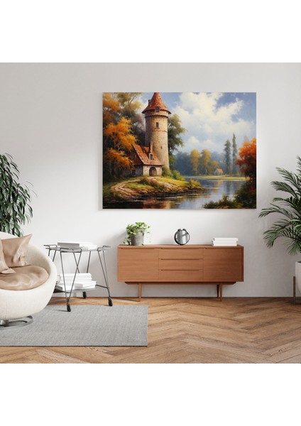 Majestic Nehir Kız Kulesi Duvar Sanatı - Kız Kulesi Klasik Yağlı Boya Tablo Hafif Nehir Kanvas Tablo modelleri