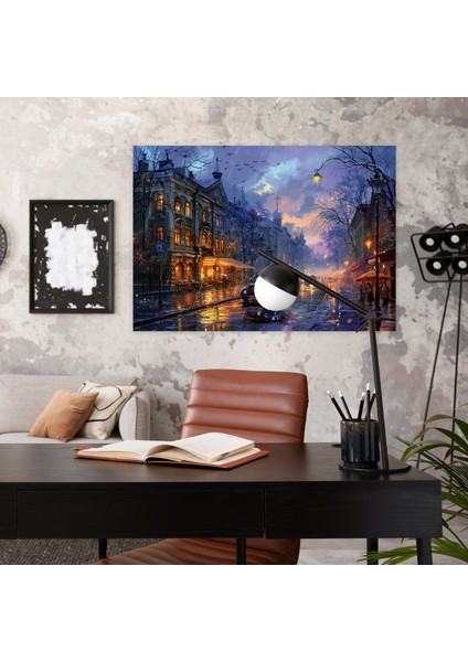 Leonid Afremov'un Kanvas Tablosu - Büyüleyici Sokak Yağmurlu Akşam - Duvar Sanatı Ev Dekorasyonu fiyatları