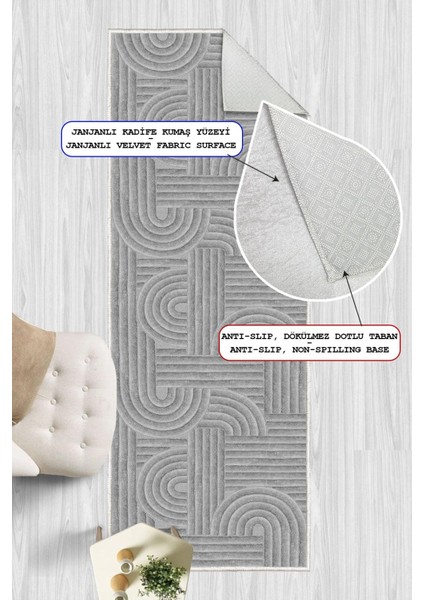 Geometrik Desenli Dekoratif Kaymaz Taban Yıkanabilir Yolluk Antre Hol Halısı