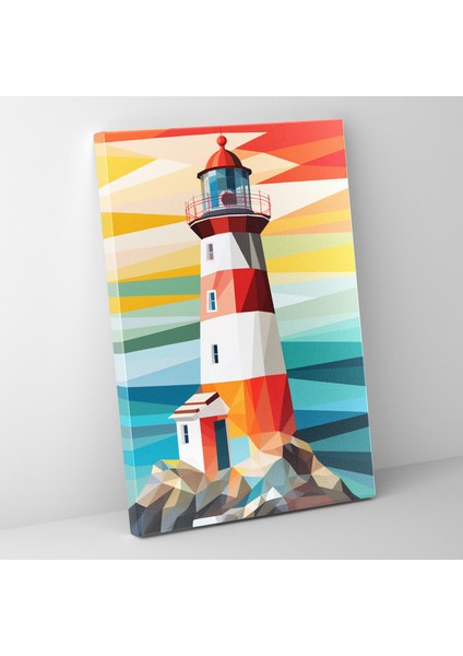 Deniz Feneri Duvar Dekoru - Modern Grafik Tasarım Duvar Süsleme Dikkat Çekici