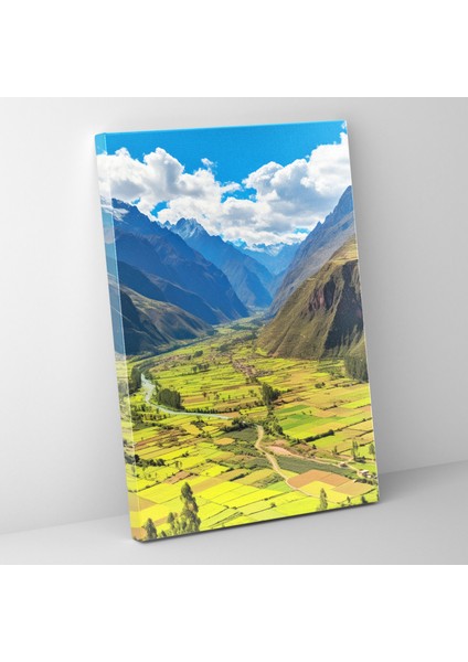Inka Medeniyeti Duvar Sanatı - Kutsal Vadisi Panoramik Kanvas Tablo - Mayalı Ev Dekorasyonu Duvar Sanatı