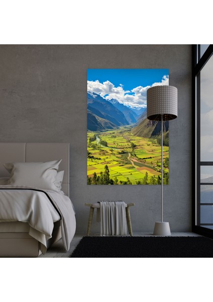 Inka Medeniyeti Duvar Sanatı - Kutsal Vadisi Panoramik Kanvas Tablo - Mayalı Ev Dekorasyonu Duvar Sanatı modelleri