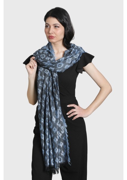 Mavi Siyah %100 Pamuk Şal