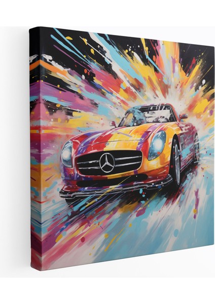 Mercedes Duvar Dekorasyonu - Soyut Dışavurumcu Tablo - Kanvas Tablo - Adrenalin Dolu Mercedes Duvar Sanatı