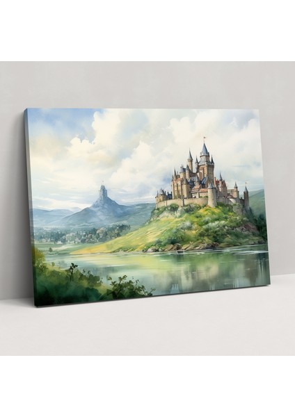 Orta Çağ Kalesi Kanvas Tablo - Orta Çağ Kanvas Duvar Sanatı Köy