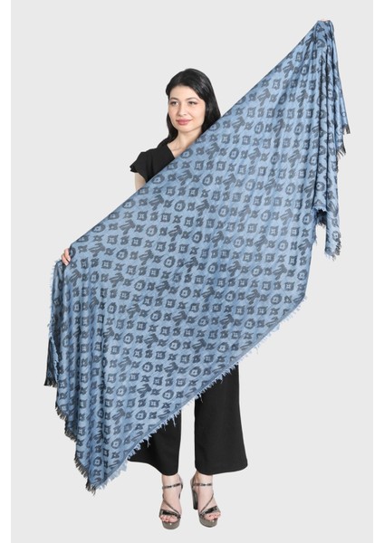 Mavi Siyah %100 Pamuk Şal