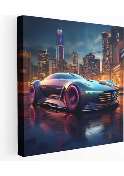 Gelecek Odasına Uygun Mercedes Duvar Sanatı - Mercedes Ev Dekorasyonu Dijital Illüstrasyon Kanvas Tablo